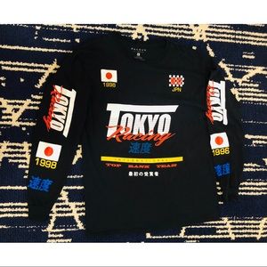 Tokyo Drift Auto Car Racing Long Sleeve Black Tee